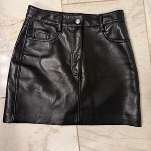 Aritzia Black Faux Leather Mini Skirt
